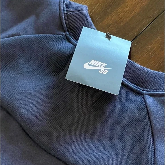 2015 NWT NIKE SB DRI-FIT SKATEBOARDING NAVY BLUE CREWNECK SWEATSHIRT MEN’S LARGE - Picture 9 of 11